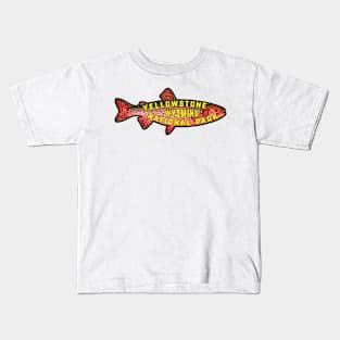 Yellowstone national park trout fishing Wyoming rainbow brown cutthroat Kids T-Shirt